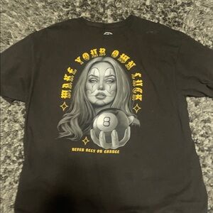 Black Graphic Tee with Clown Design